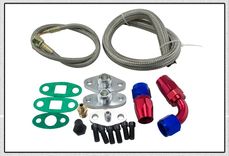 PQY- Oil Feed Line Drain Fitting Flange Kit For Toyota Supra 1JZGTE 2JZGTE 1JZ/2JZ Single Turbo PQY-TOL22