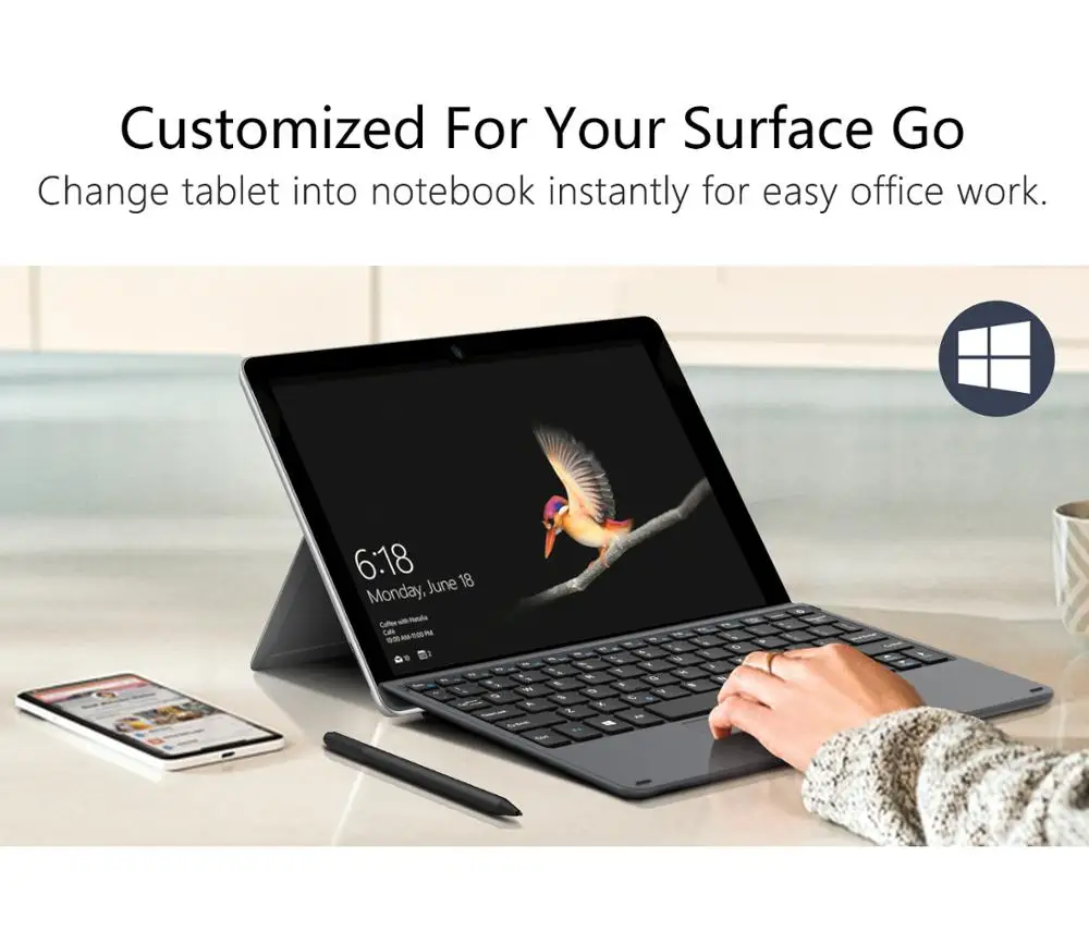 Microsoft surface go用のmokoタイプカバー、マイクロusb充電ケーブル 