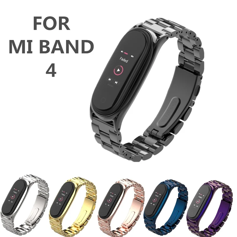 Mi Band, 4 ремешка, металлическая нержавеющая сталь для Xiao mi Band, 4 ремешка, совместимый браслет mi band4, браслеты mi Band 4