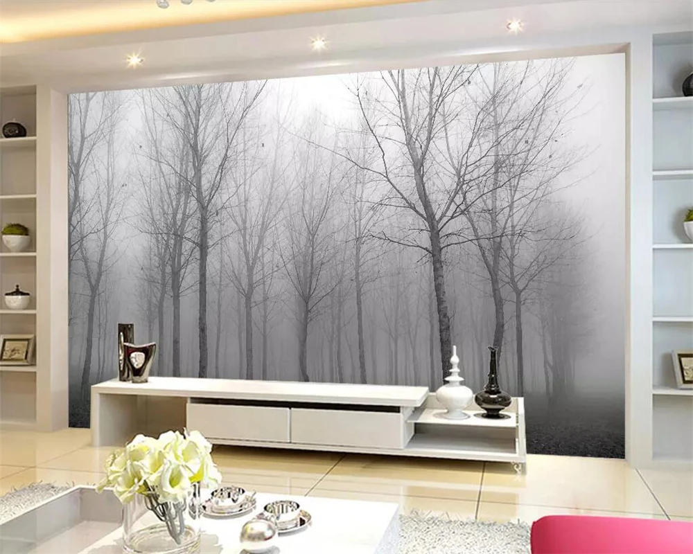 Beibehang Custom wallpaper fog in the forest European home decoration TV background wall living room bedroom murals 3d Wallpaper