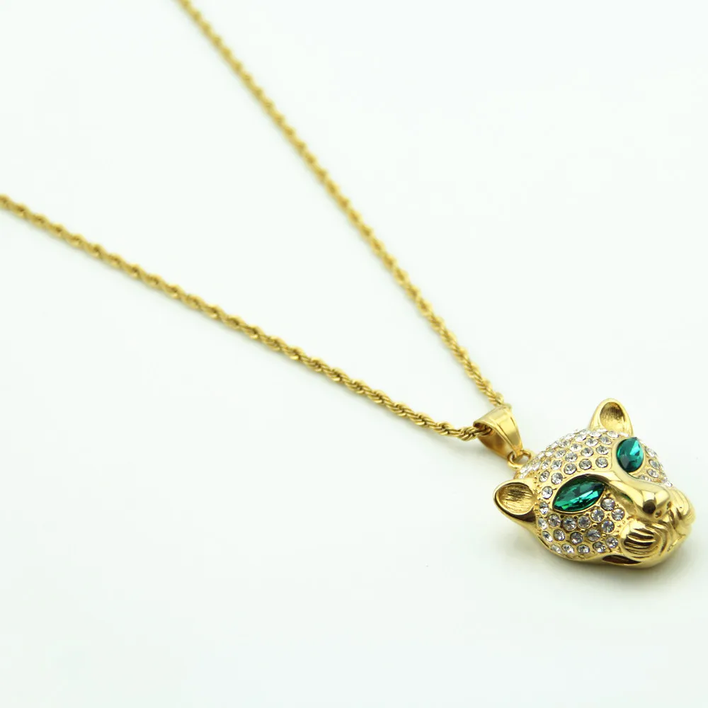 

New Fashion Personality High Quality Leopard Head Hip Hop Pendant Necklace