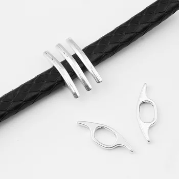 

10pcs Cuspidal Charms Slide Spacers For 10x6mm Licorice Leather Cord Jewelry Fittings