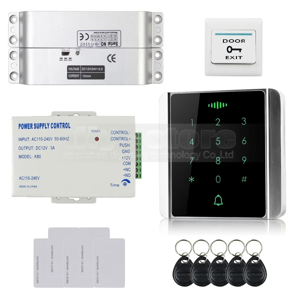 DIYSECUR 125KHz RFID Reader Password Keypad + Electric Mortise Lock