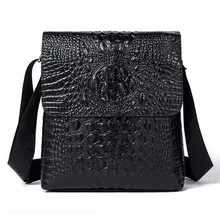Luxury brand Genuine Leather Leather men messenger bags stereo embossed crocodile pattern vertical business men Shoulder Bags