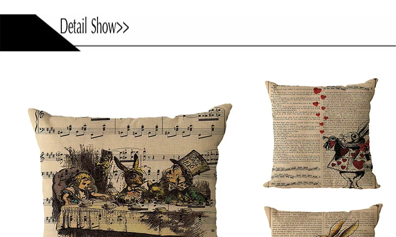 BAOLIFU чехол для подушки с рисунком кролика газета Алиса в стране чудес ретро декоративная наволочка B031