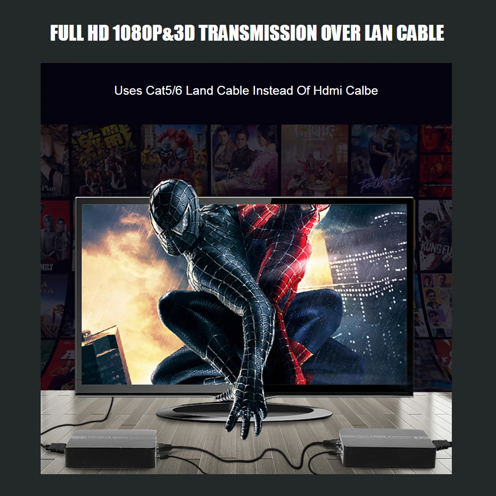 2 портовый удлинитель HDMI ИК POE cat5/6 кабель (удлинитель ethernet + Loop) 1080P с адаптером