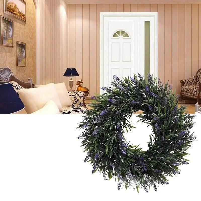 1pcs Lavender Wreath Artificial Door Hanging Lavender Flower Wreath Summer Party Wedding Decoration DIY Wreath Garland