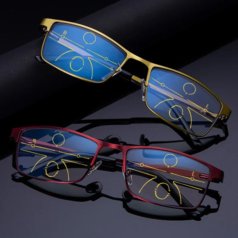 Полный кадр мульти фокус очки прогрессивная смола объектив расстояние двойной прогрессивный бифокальные женские мужские очки для чтения