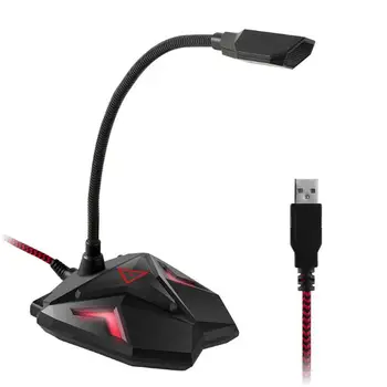 

Gaming Microphone Mic Stand LED Omnidirectional Adjustable USB Wired Studio Desktop Laptop PC Computer for Windows