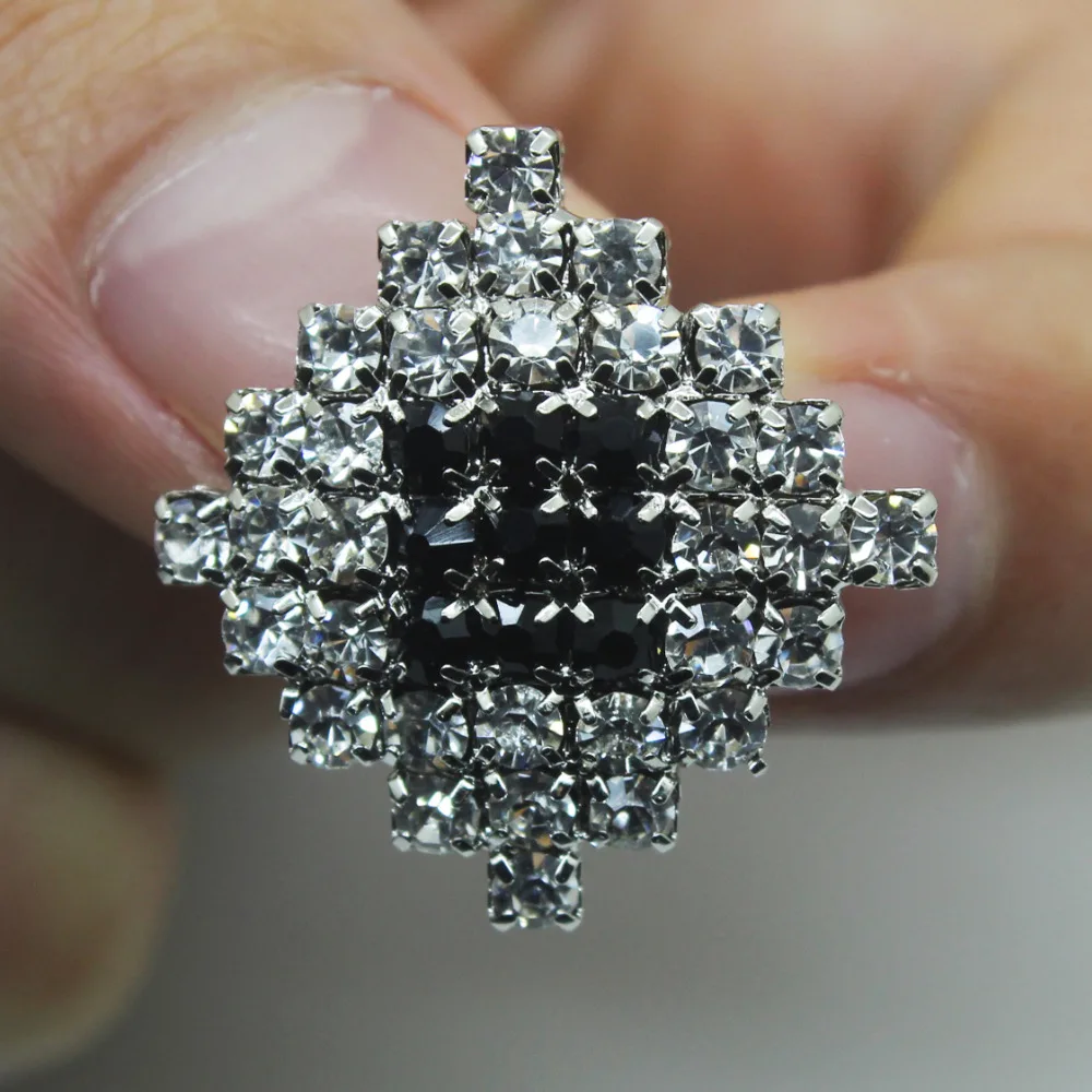 

NEW 18mm 10pcs silver Black Square Rhinestone Snap button for Wedding clothing Sewing accessories