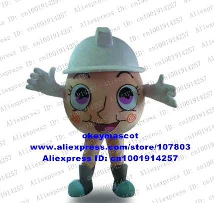 Veiligheidshelm Ei Mascotte Kostuum Ballen Ovo Harde Hoed