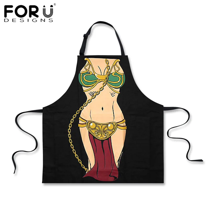 FORUDESIGNS Funny Star Wars Princess Leia Apron 3D Sexy Character Costume Apron Cooking Party Aprons for Women Ladies Sexy Apron