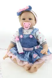 Бесплатная доставка очень мягкий 22 дюймов Reborn Baby Doll Реалистичного Мягкие силиконовые винил настоящая нежное прикосновение для детей