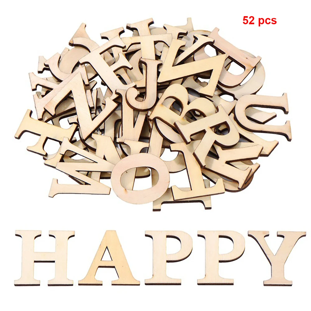 

52Pcs/Set Decoration Home Arts Crafts Party Scrapbooking Patchwork Word Educational Alphabet DIY Mixed Wooden Letters Handmade