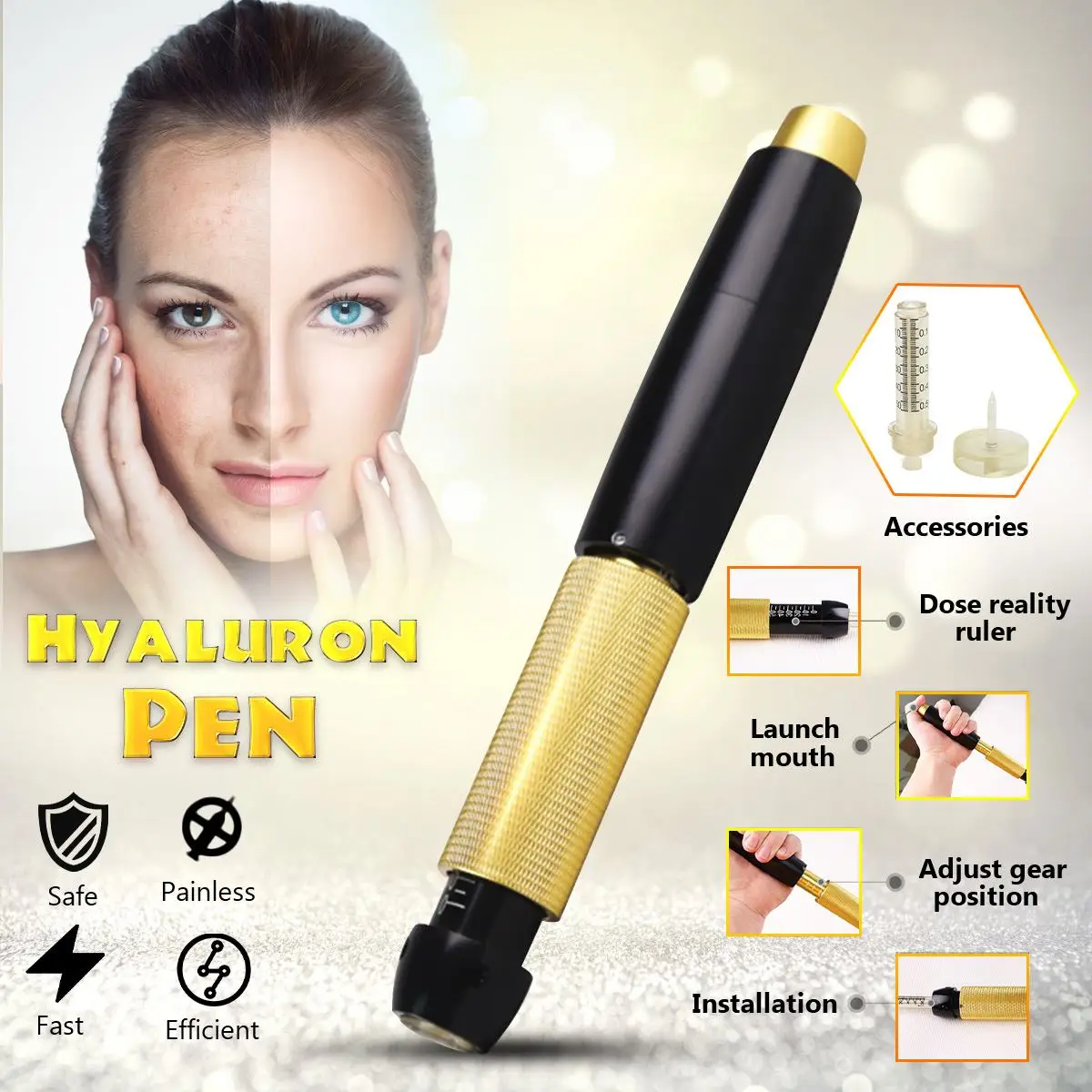 

0.5ml Multi Shoot Adjustable Hyaluronic Pen Non Needle Sterile Atomizer Hyaluronic Pen Beauty Skin Care Tool Anti Wrinkle Lip