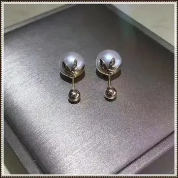 

gorgeous a pair of round AAA SOUTH SEA WHITE PEARLSTUD EARRING 18k