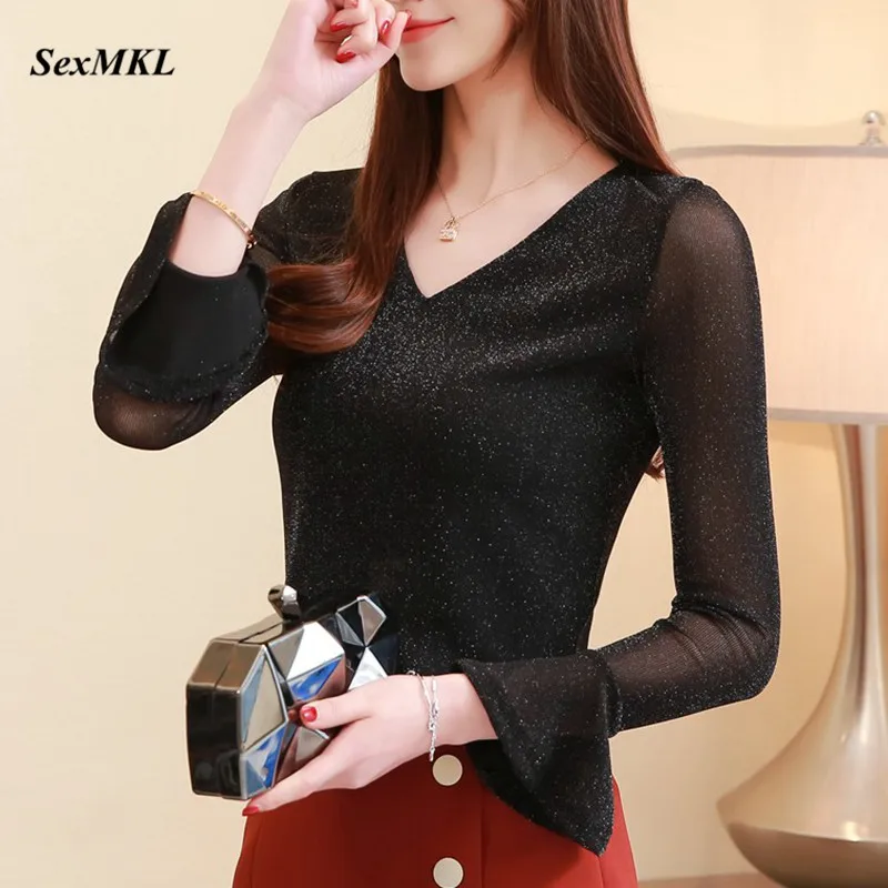 

Fashion Sexy V Neck Blouse Women Long Sleeve Tops and Blouses Autumn Winter Office Ladies White Shirts Blusas Mujer de Moda 2019