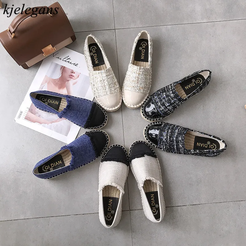 

Kjelegans 2019 spring autumn Brand Designer fashion Women Classic hemp loafers ladies slip-on flats fringe simple walking shoes