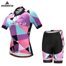 

Women Cyclist Clothing Short Sleeve Reflective 2018 Lady Miloto Large 4XL 5XL Woman Bike Jerseys and MTB GEL Padded Shorts Set