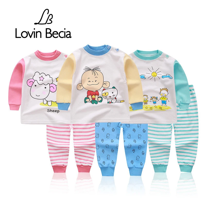 Lovinbecia children’s clothing suit autumn warm underwear sets boys girls cartoon clothes and pants indoor Casual baby clothing