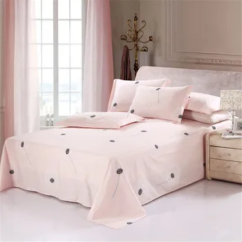 

Pink princess Rural style flat sheet white flowers pattern twin queen king size bed sheet 100% cotton pillowcases new fashion