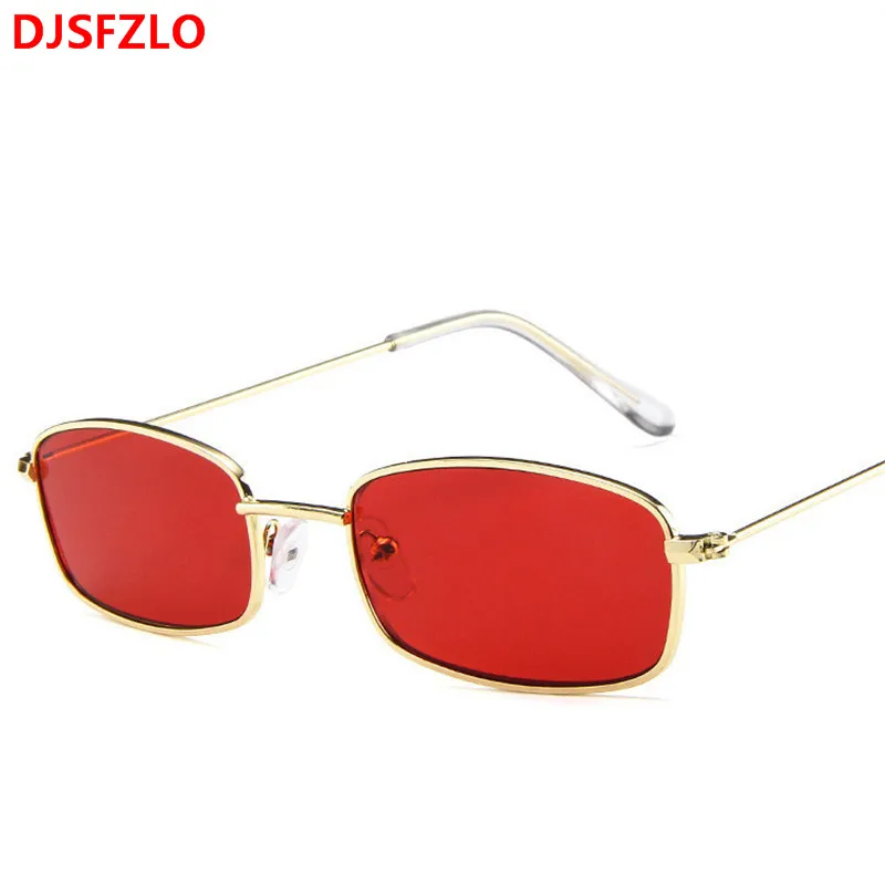 DJXFZLO новые маленькие прямоугольные Солнцезащитные очки женские Ретро брендовые дизайнерские красные солнцезащитные очки мужские очки Женские Унисекс UV400