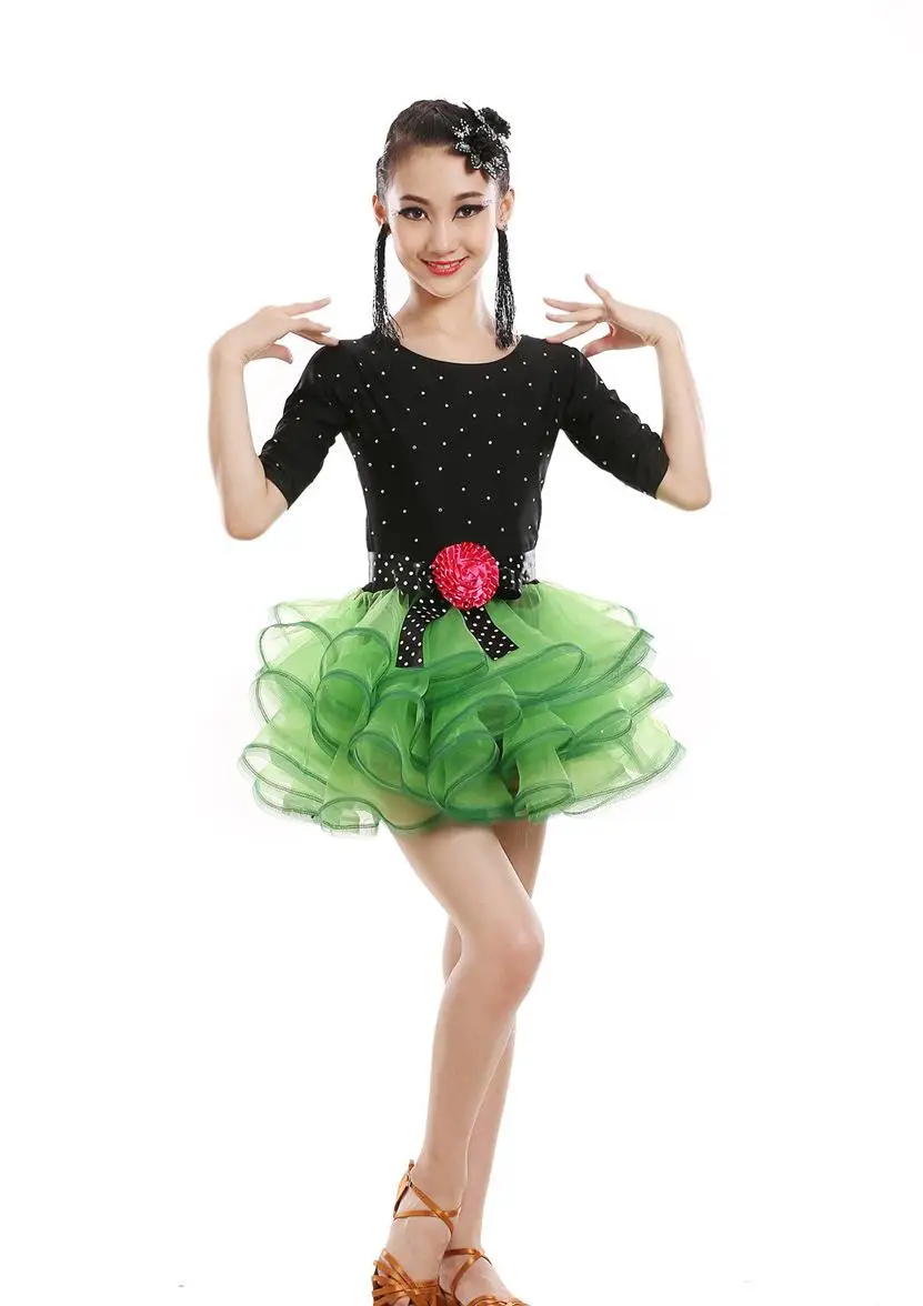 Purelover Latin Dance Bling Diamond dress Kids Ballet Jazz Performance Costumes competition skating dresses ballroom kleid