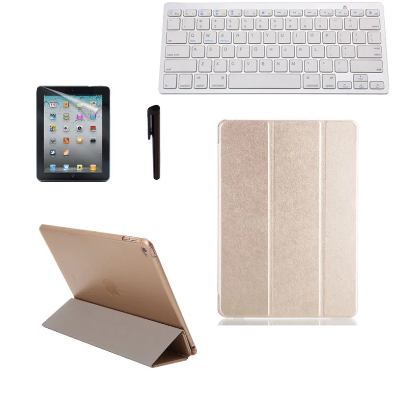 

Solid PU Leather Front Cover Tablet Case+Wireless Keyboard+Screen Skin+Touch Pen Stylus For notebook Air 2 for 6 case #K400Y#