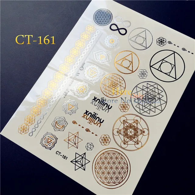 Hot 1PC Fashion Temporary Tatoo Round/Circle/ Lace Necklace Tattoo Metallic Bracelet Flash Waterproof Tattoo Sticker Hot 1PC Fashion Temporary Tatoo Round/Circle/ Lace Necklace Tattoo Metallic Bracelet Flash Waterproof Tattoo Sticker