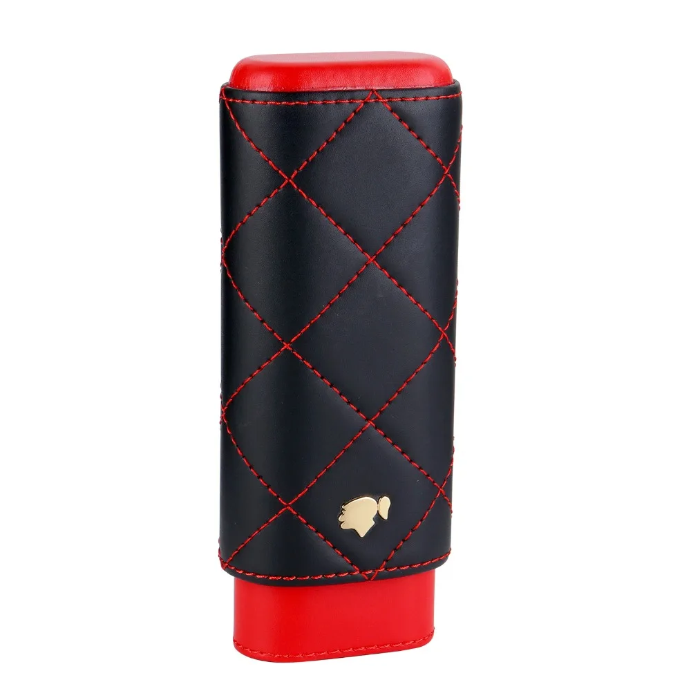 

COHIBA Leather Cigar Case Humidor High-end 2 Tube Holder Travel Accessories Pocket Cigarette Storage Portable Cigar Box