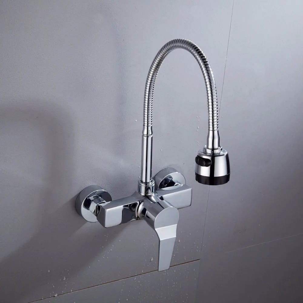 Wall Mounted Double Holes Flexible Kitchen Faucet Mixers Sink Tap Wall Kitchen Faucet Hot And Cold Water Xt 21 Faucet Hot And Cold Hot And Coldwall Kitchen Faucet Aliexpress