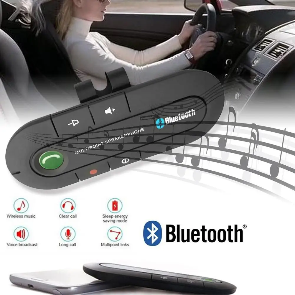 Автомобильный комплект Hands Free Bluetooth FM беспроводной Bluetooth динамик телефон MP3 музыкальный плеер клип динамик телефон с автомобильным зарядным устройством солнцезащитный козырек