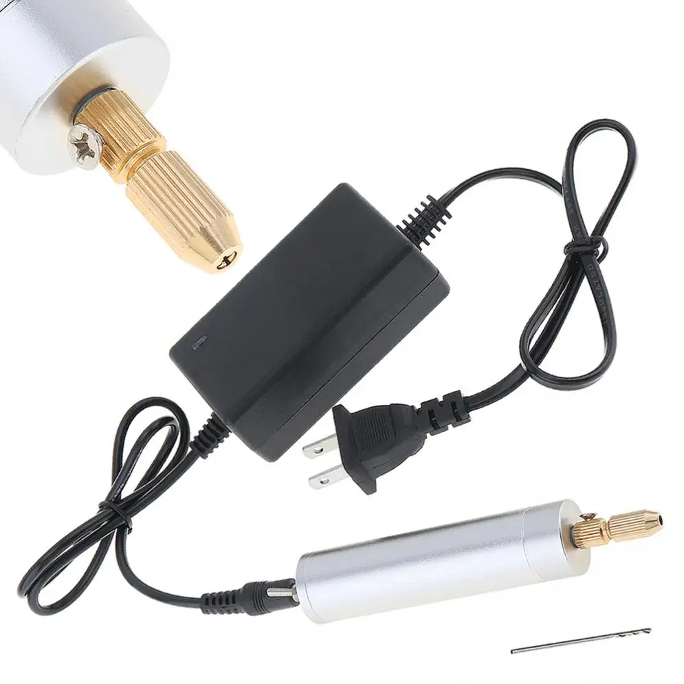 

Mini DC 5V-6V Electric Motor Hand Drill Rotary Tool with Drill Chuck and Power Adapter for Plastic Wood Hole Tools