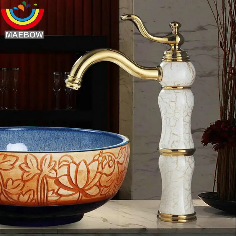 6colors, Solid Brass Artistic Vingate Hot Cold Water Mixer Countertop