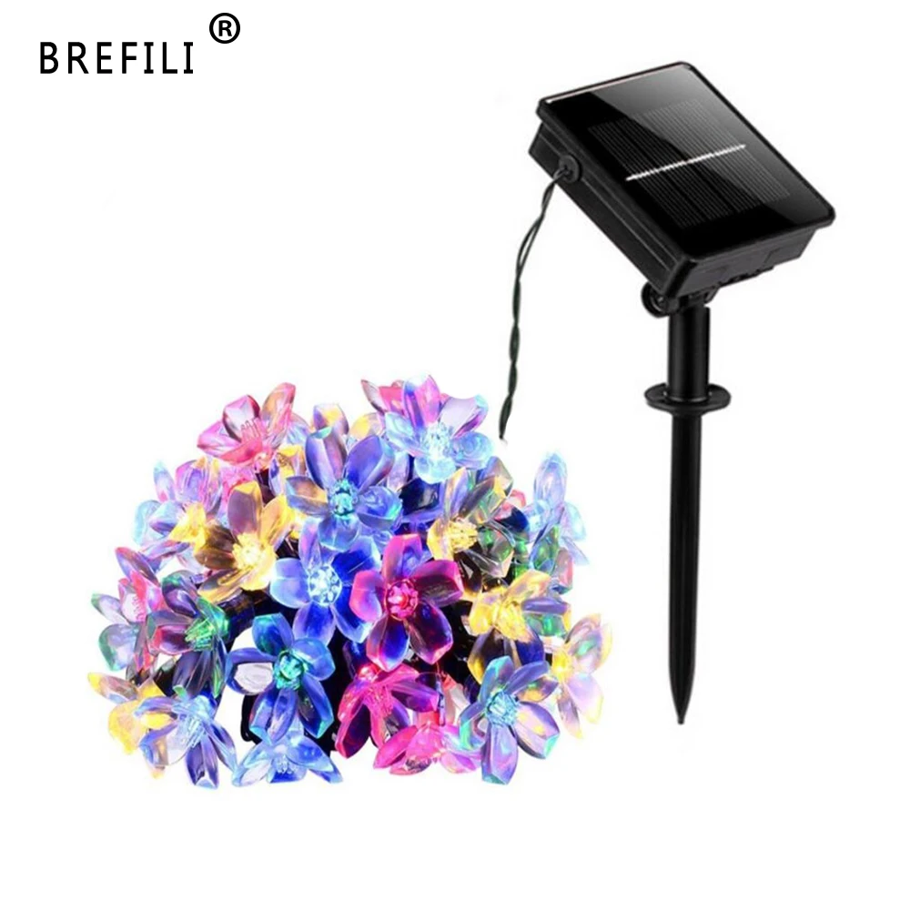 

50 LEDS Peach Flower Solar Lamp LED String Fairy Lights Solar Garden Light Garlands Christmas Party Lawn Patio Decor For Outdoor