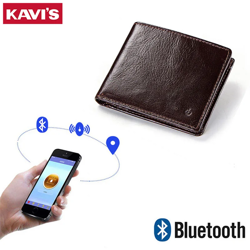 KAVIS New Technology SMART Men Wallet RFID Genuine Leather Anti Lost Intelligent Bluetooth ...