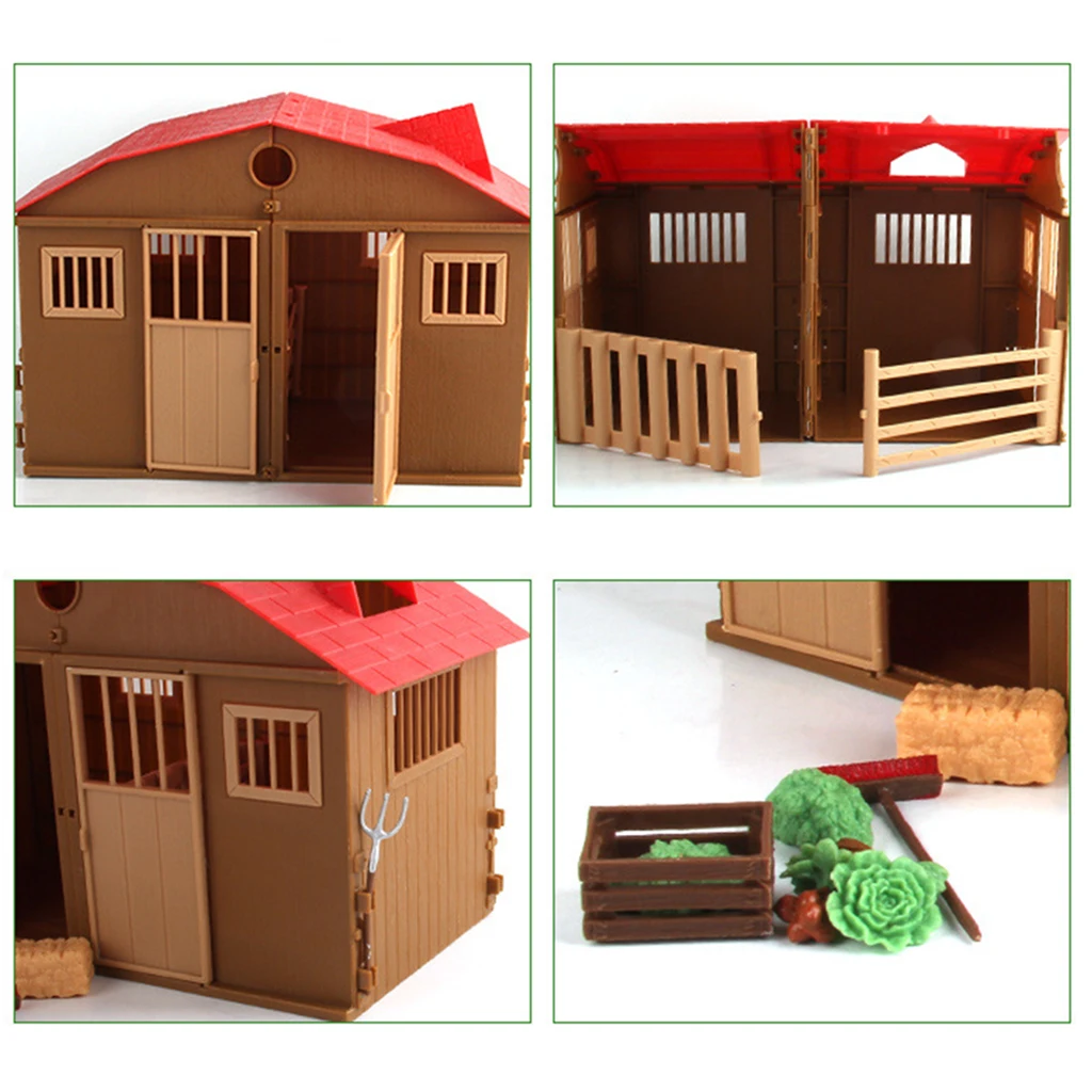 Plastic DIY Assembling Farm Cabin Scene Building Construction Kits Kids Creative Toy Birthday Gifts