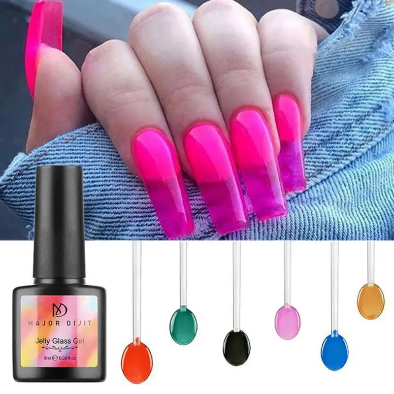 

Jelly Nails Jellies Glass Candy Nails Summer Attribute Translucent Neon Color UV Nail Gel Soak off Gel Polish 8ml/Bottle