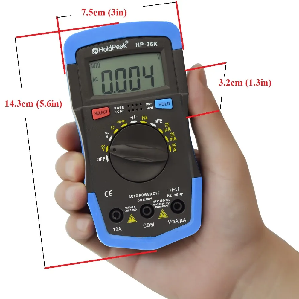 

Hold Peak 36k Professional Digital multimetro 3999 counts LED display DC AC Voltage Current Resistance Capacitance Frequency