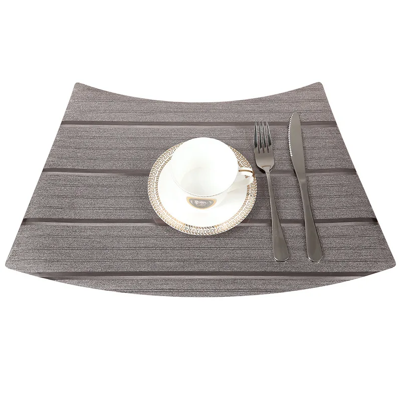 Metal stripes pvc placemats Soft glass Western mat Hotel restaurant