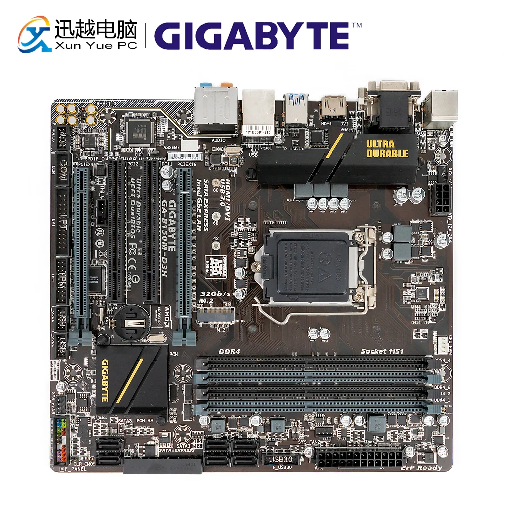 Gigabyte GA-B150M-D3H рабочего Материнская плата B150M-D3H B150 LGA 1151 Core i7 i5 i3 DDR4 64G SATA3 USB3.0 VGA, HDMI, DVI HDMI M.2 микро-atx корпус