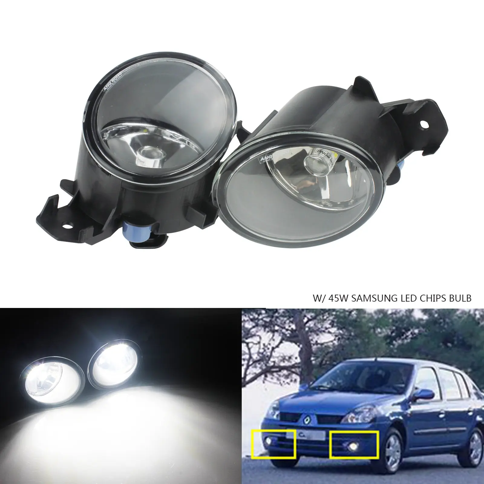 ANGRONG 2X For Renault Clio Koelos Master Modus Laguna 45W SAMSUNG LED