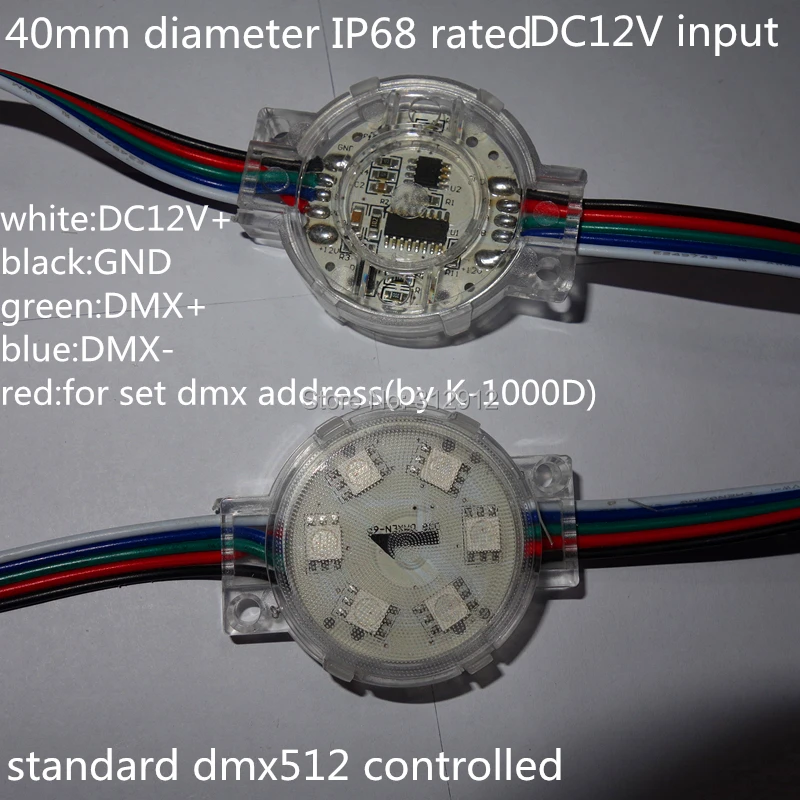 

20pcs DC12V 50mm DMX512 Parallel led pixel module;IP68 rated;1.44W