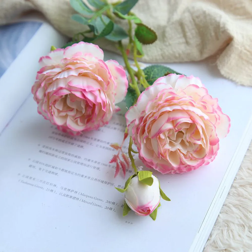 

Artificial Fake Western Rose Flower Peony Bridal Bouquet Wedding Home Decor artificial flowers Holiday decoration home vase