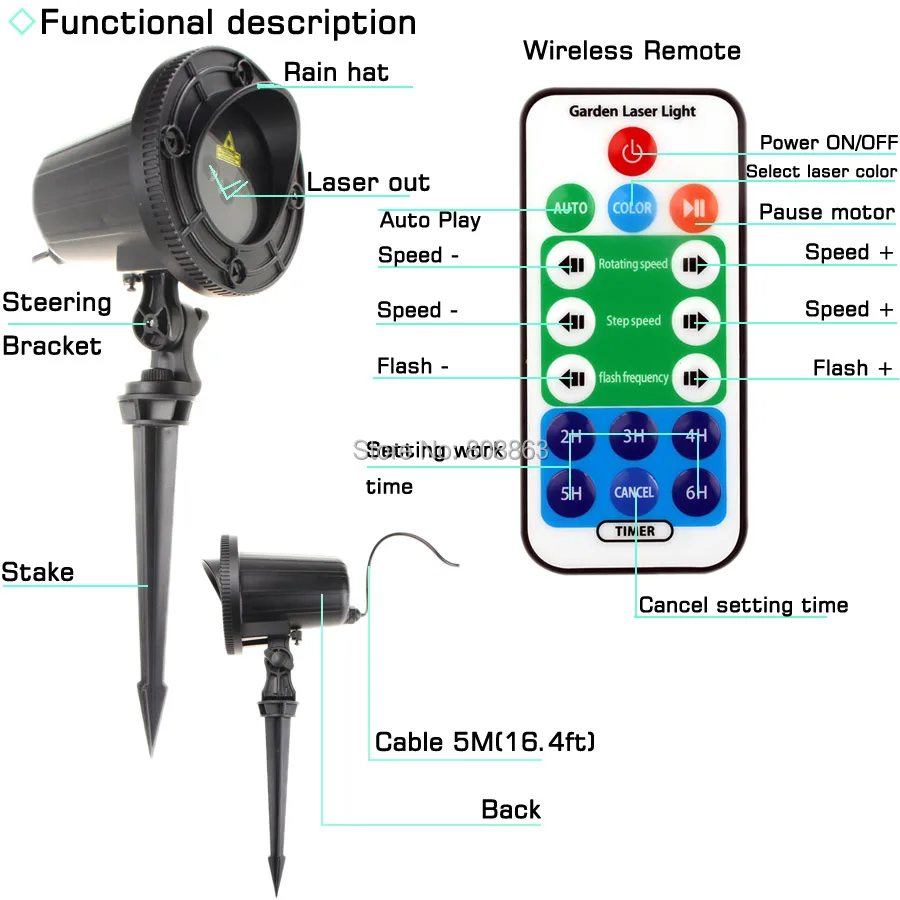 Eshini открытый WF IP44 RGB лазер 24 большие узоры проектор праздничный дом вечерние бар Рождественская елка настенный пейзаж для освещения сада N8T88