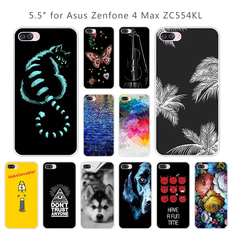 Для Asus Zenfone 4 Max ZC554KL мягкая прозрачная силиконовая задняя крышка из ТПУ для Тонкий
