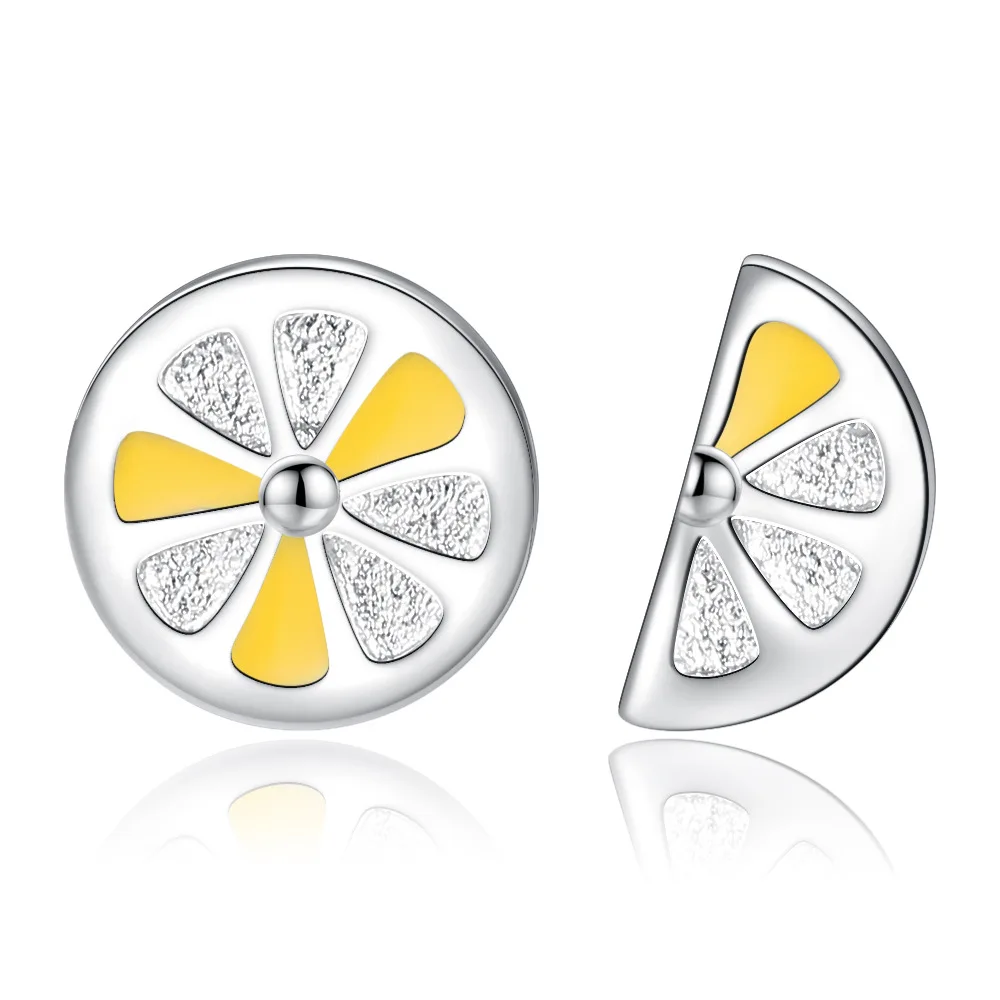 

New Arrivals Fashion Asymmetric Lemon 925 Sterling Silver Ladies Stud Earrings Jewellery For Women Wholesale Drop Shipping Girls