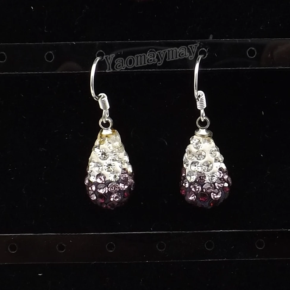 

5 Pairs/Lot Gradient Purple Waterdrop Crystal Drop Earrings For Women Free Shipping