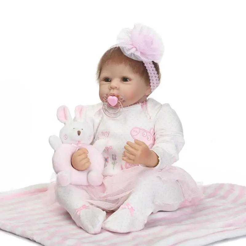 22/" Vinyl Reborn Baby Dolls Handmade Newborn Silicone Girl Doll Toy Xmas Gift