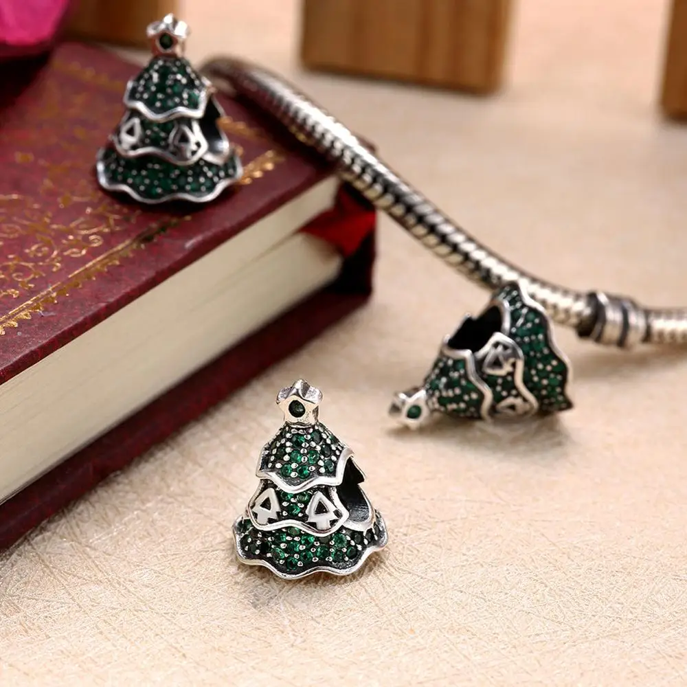 UMCHO серебряные бусины 925 пробы подходит браслет ожерелье ювелирные изделия в виде праздничной рождественской елки подвески для D I Y ювелирные изделия